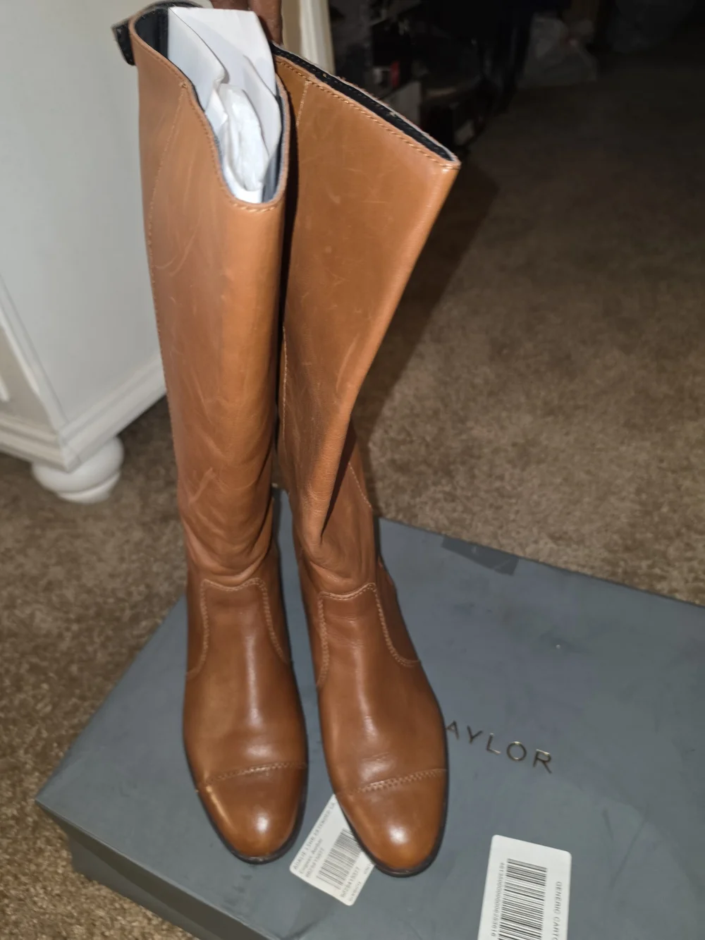 Ann Taylor Women's Tall Zip-Back Riding Boots in Cognac Brown Sz 9